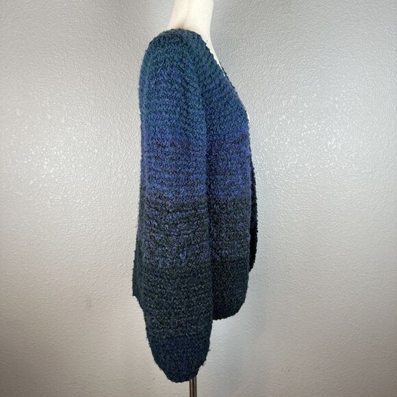 Gogo Bregante Chunky Knit Balloon Sleeve Cardigan Sweater One Size OS Blue Wool - Picture 4 of 5